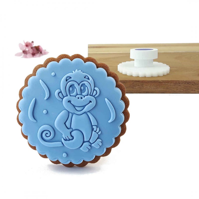 Falbanka 6 cm Małpka z bananami - stempel do ciastek