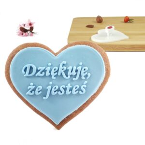Serce 6 x 5 cm Dziękuję, że jesteś - pieczątka do ciastek