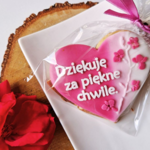 Serce 8 x 7 cm - Dziękuję za piękne chwile - stempel do ciastek