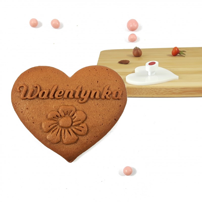 WYPRZEDAŻ! Serce 7 x 6 cm Walentynka Kwiatek - stempel do pierników