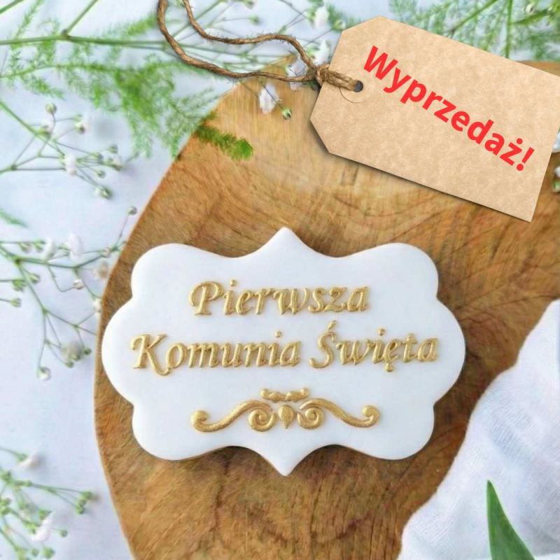 Stempel 10 x 6,8 cm Pierwsza Komunia Święta ornament - stempel do ciastek