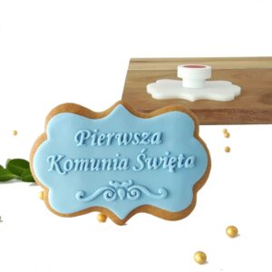 Stempel 10 x 6,8 cm Pierwsza Komunia Święta ornament - stempel do ciastek