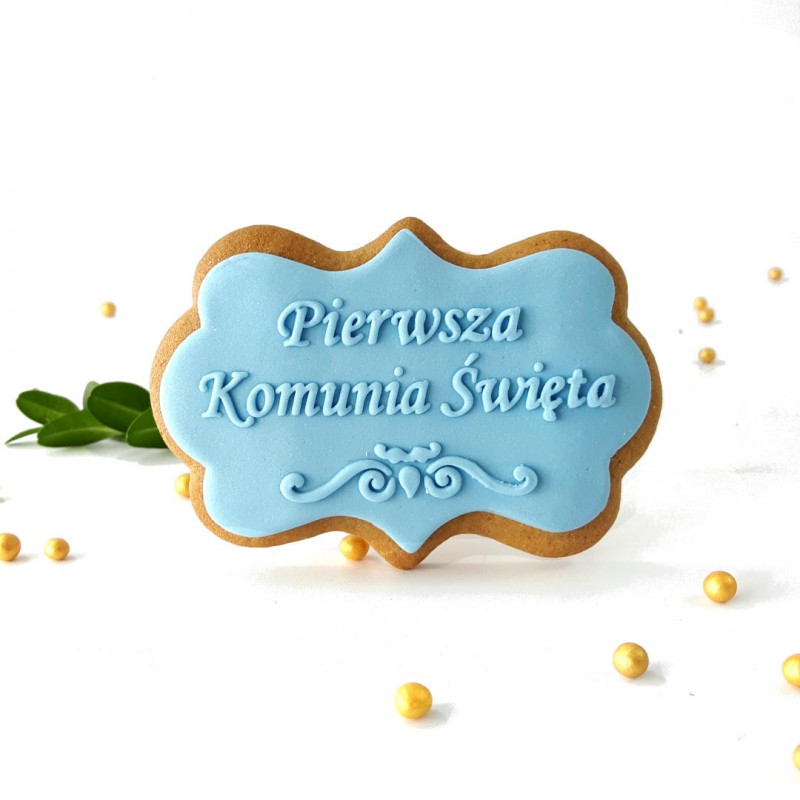 Stempel 10 x 6,8 cm Pierwsza Komunia Święta ornament - stempel do ciastek