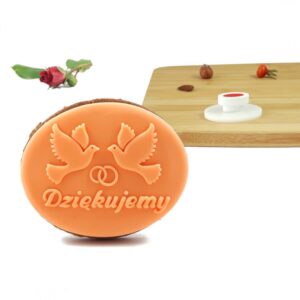WYPRZEDAŻ! Stempel + wykrawacz 6 x 5 cm Owal - Dziękujemy - gołębie