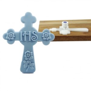 WYPRZEDAŻ Stempel + wykrawacz Krzyż 7,5 x 9 cm IHS Róże - do masy cukrowej